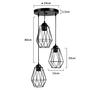 Voir la diapositive 4 : ID MARKET Suspension 3 lampes industrielles forme diamant en métal noir