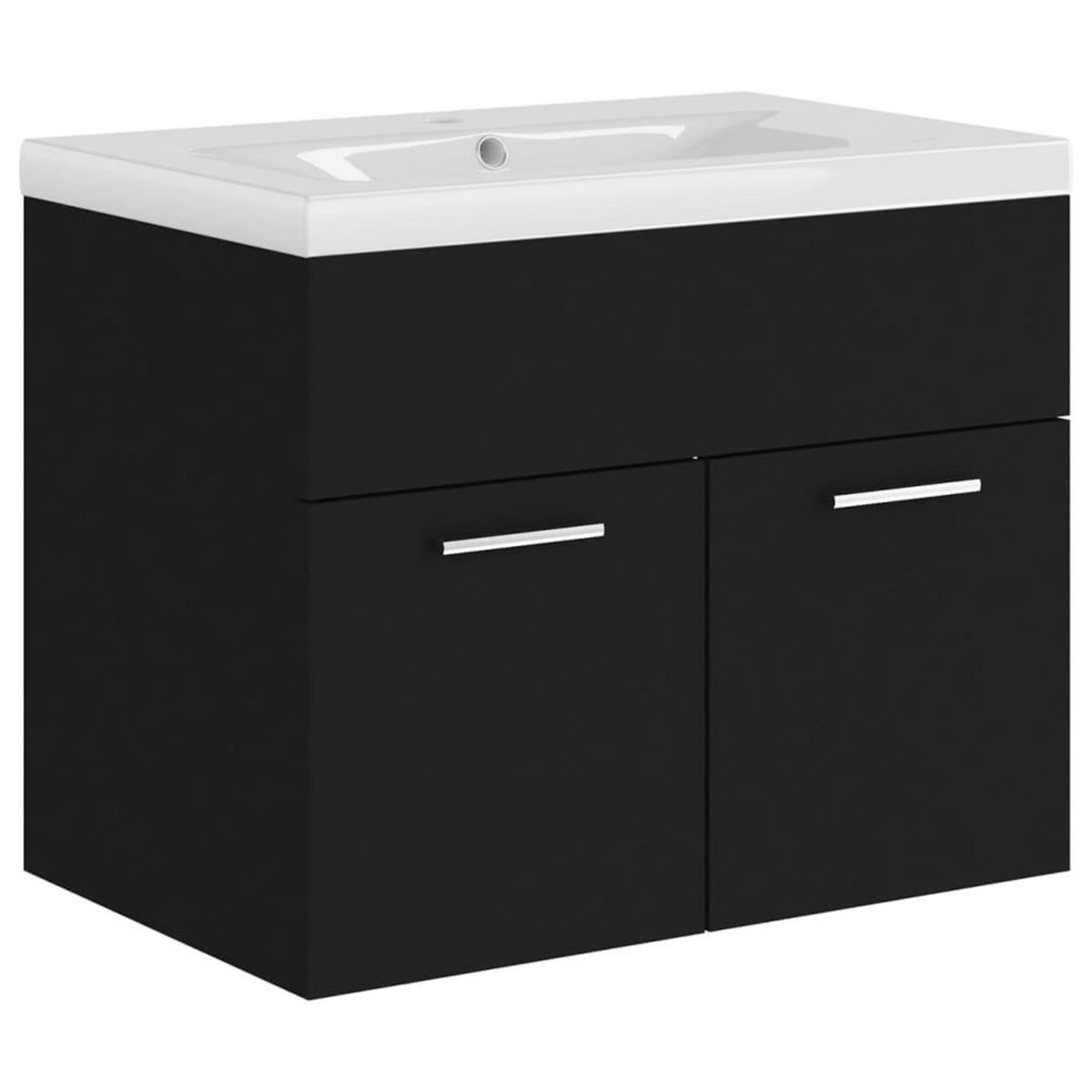 VIDAXL Armoire d'evier avec lavabo integre Noir Agglomere