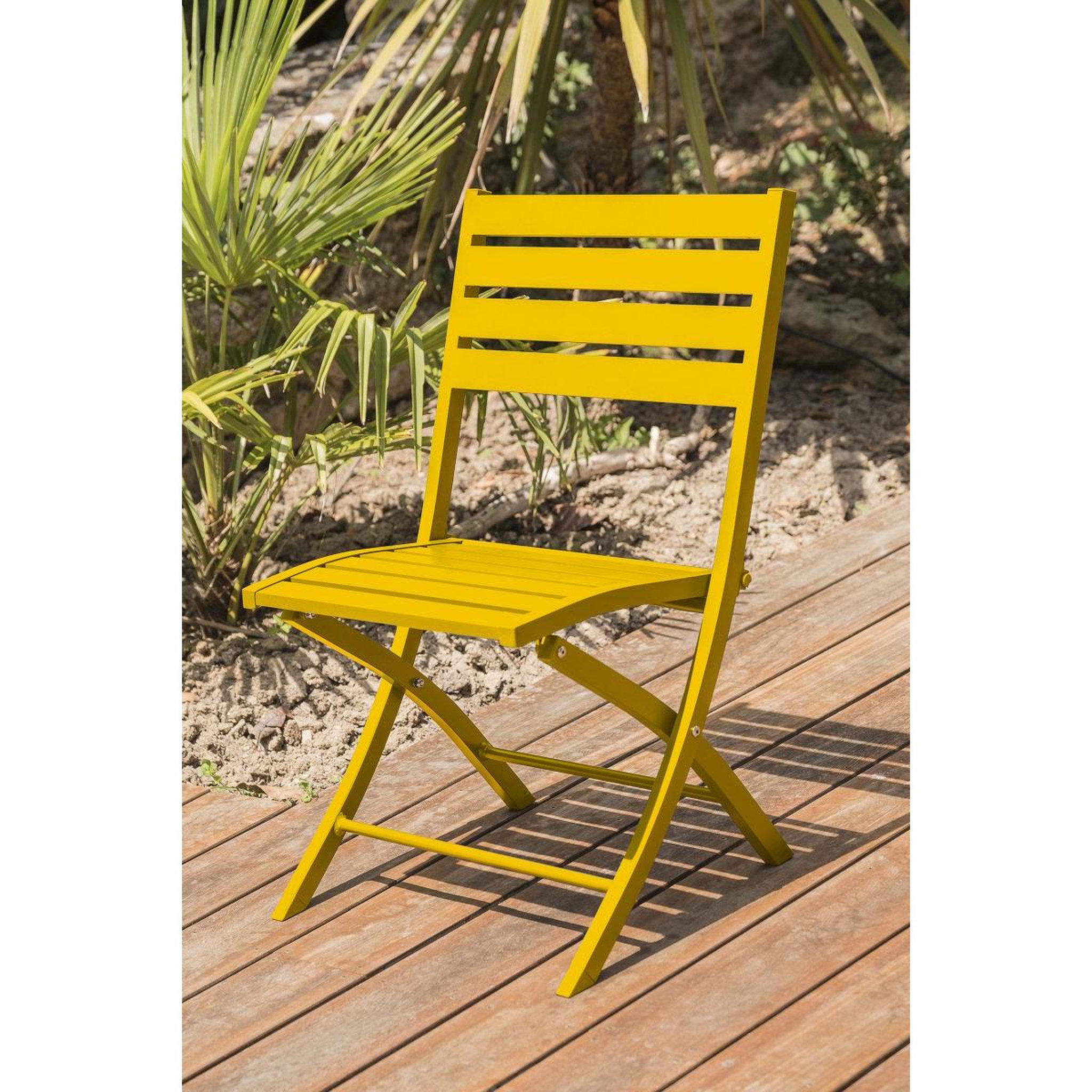 Voir la diapositive 4 : Paris Prix Ensemble table de jardin pliante & 4 chaises  marius  140cm moutarde