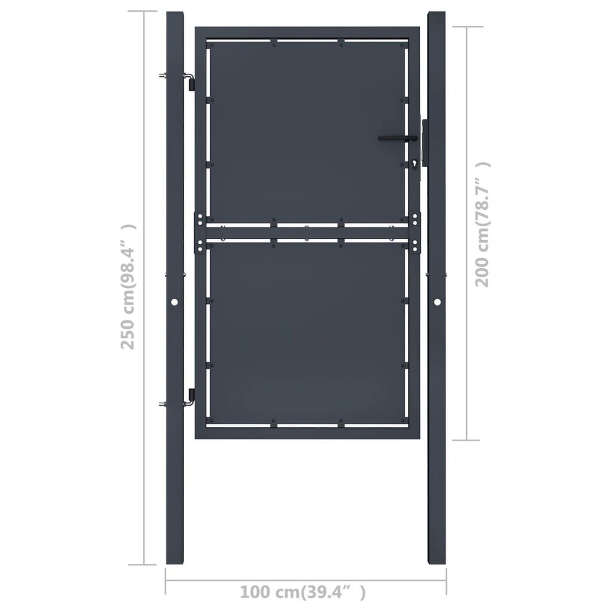 Voir la diapositive 4 : VIDAXL Portail de jardin Acier 100 x 200 cm Anthracite