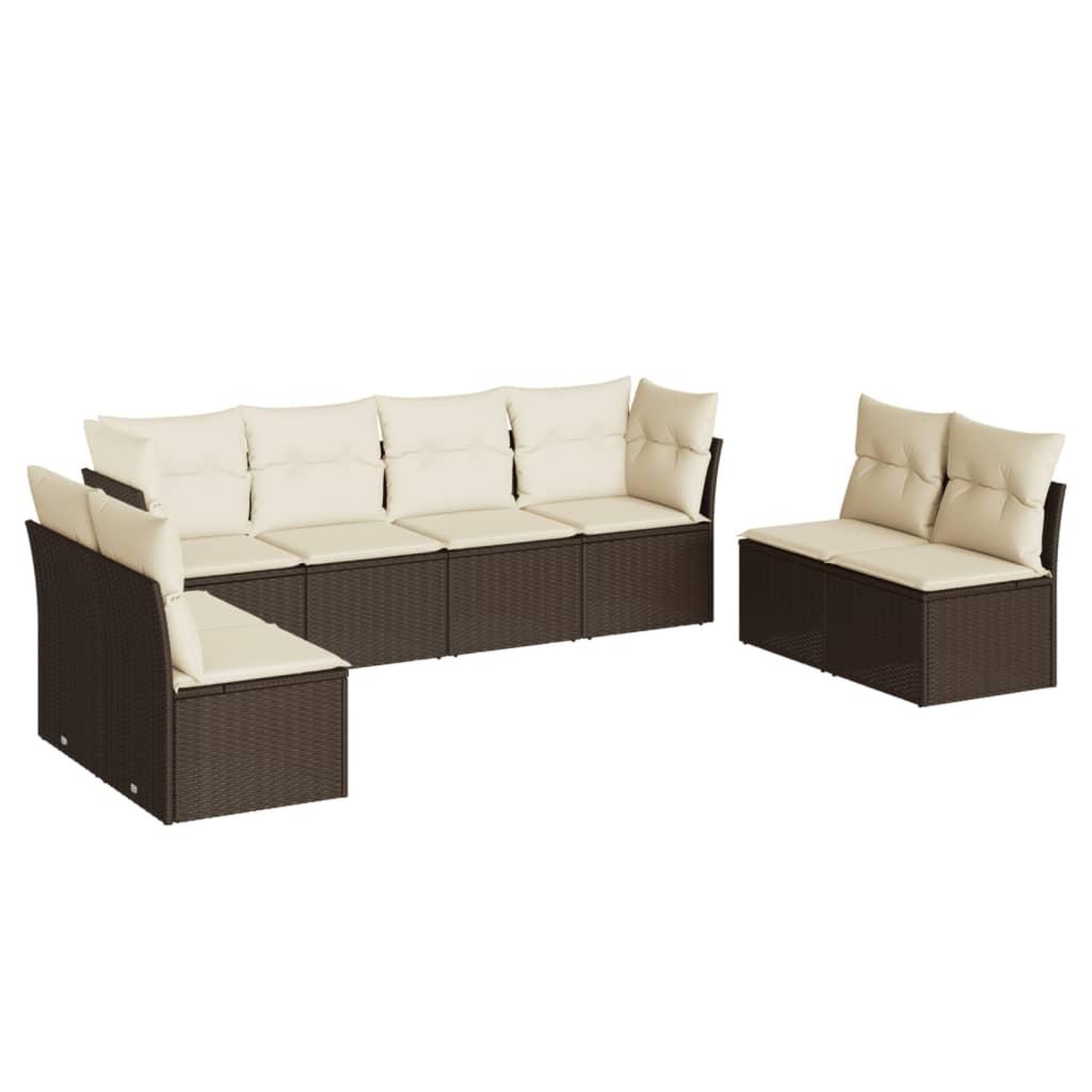 Voir la diapositive 2 : VIDAXL Salon de jardin 8 pcs avec coussins marron resine tressee