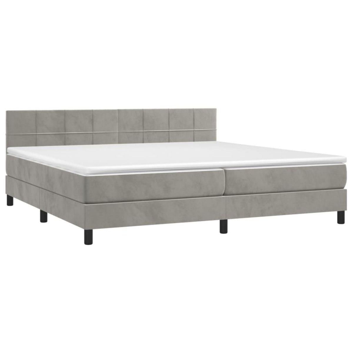 VIDAXL Sommier a lattes de lit et matelas Gris clair 200x200cm Velours