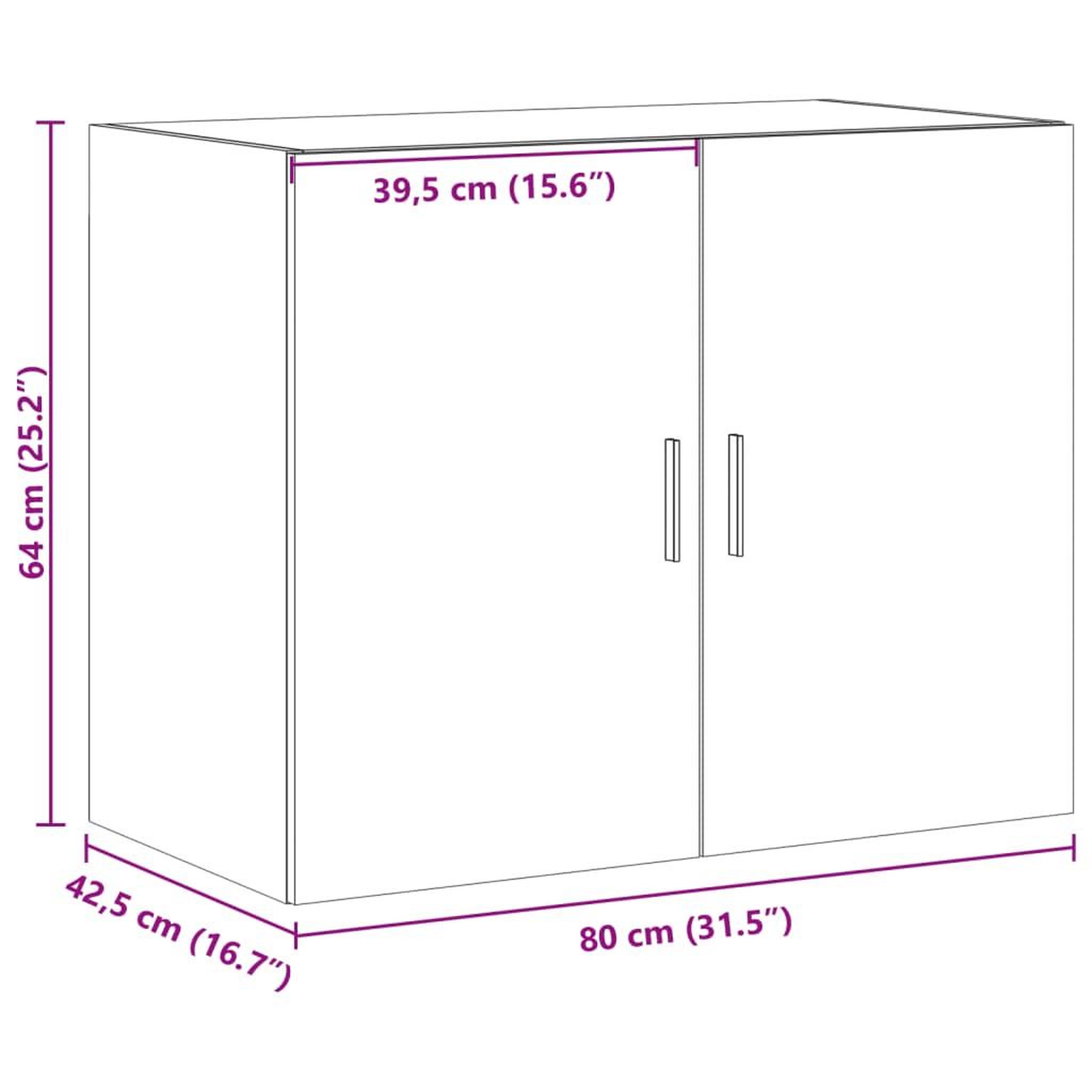 Voir la diapositive 6 : VIDAXL Armoire murale sonoma gris 80x42,5x64 cm bois d'ingenierie