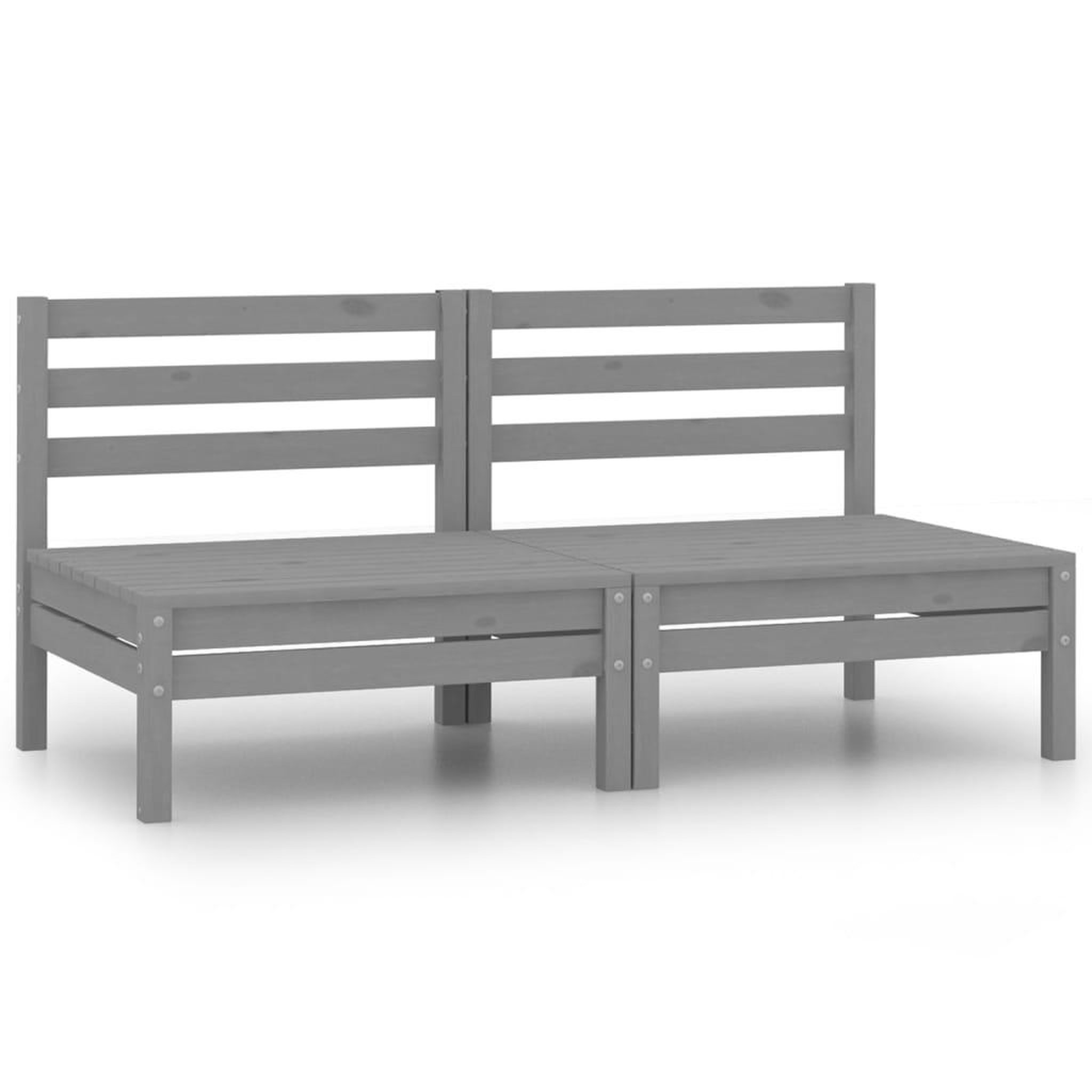 Voir la diapositive 2 : VIDAXL Canape a 2 places de jardin Gris Bois de pin solide