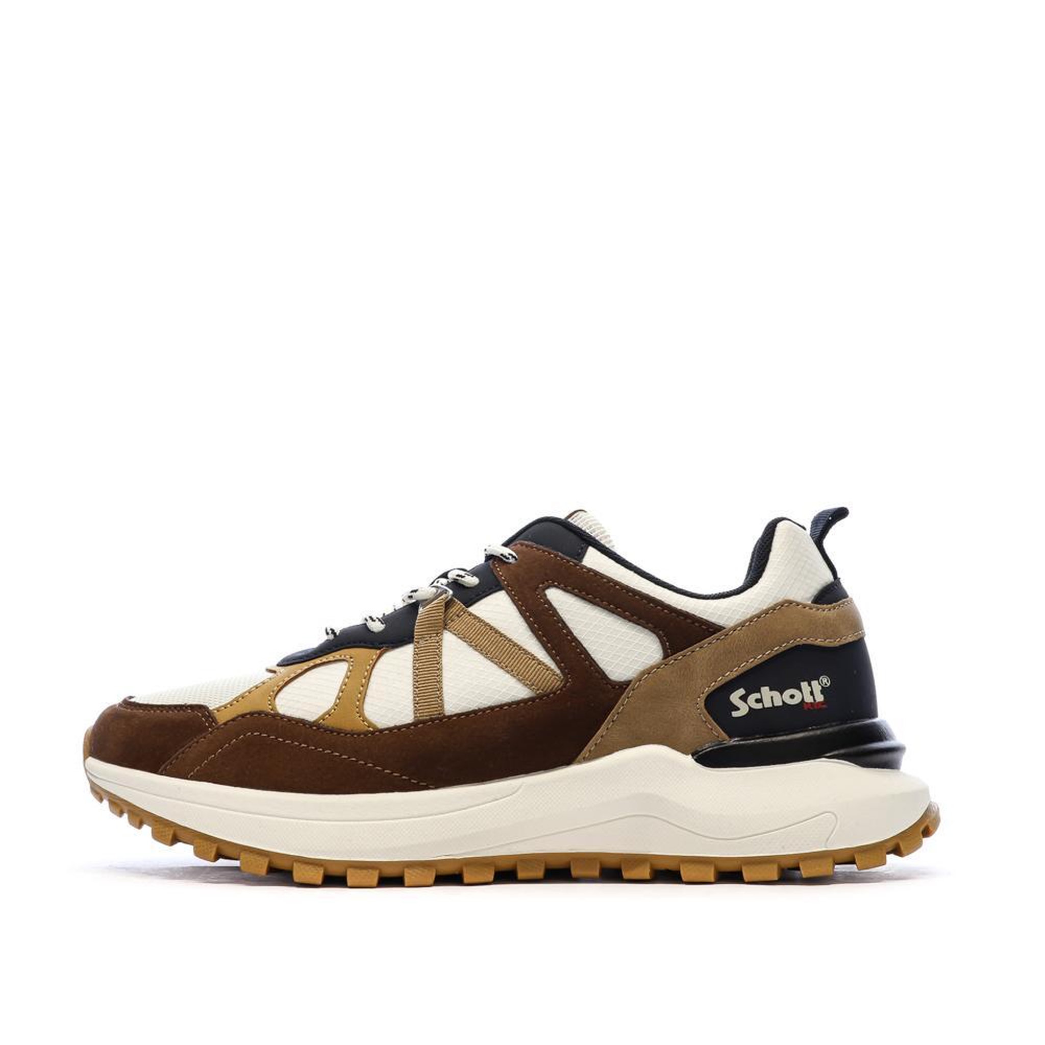 Schott Baskets Beige/Bordeaux/Moutarde Homme Schott Heck. Coloris disponibles : Beige