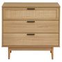 Voir la diapositive 2 : Commode 3 Tiroirs Cannage Naturel- Décor Imitation Bois L80cm AMANDINE