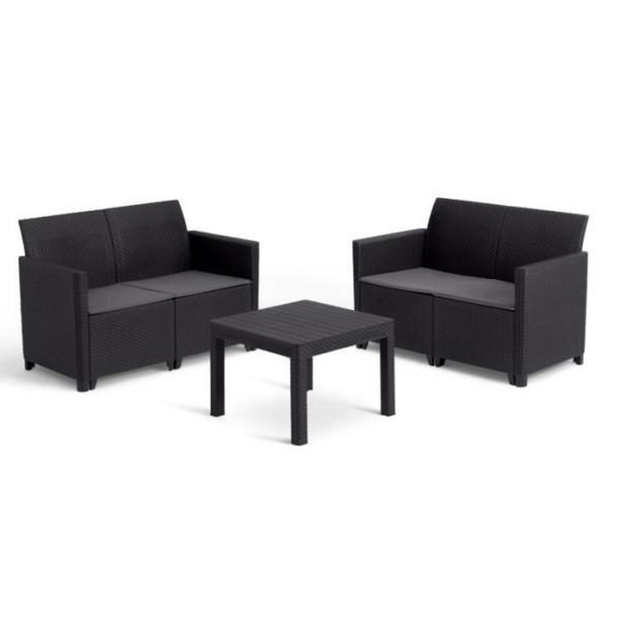 Keter Salon de jardin modulable en résine imitation rotin tressé - Noir - KETER - 4 personnes - MARIE