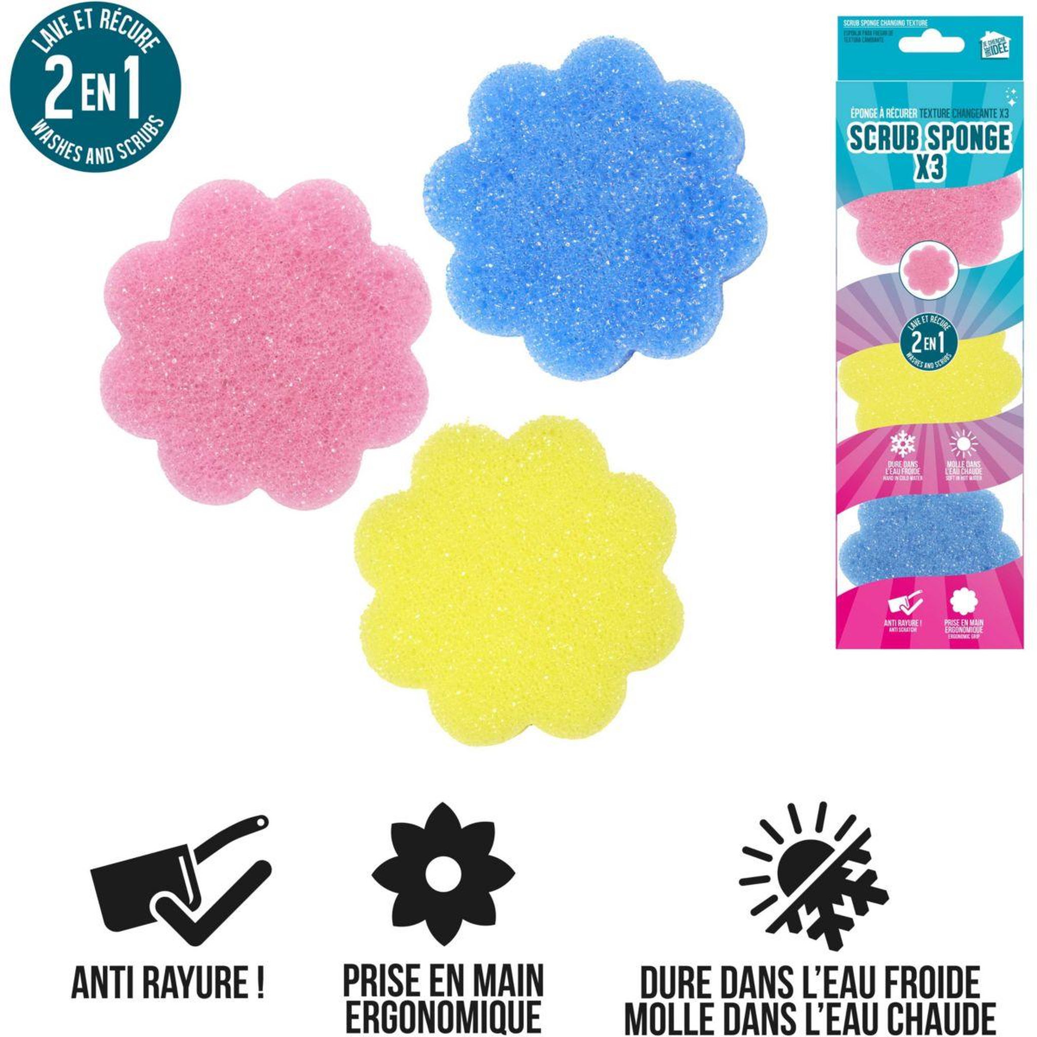 Voir la diapositive 5 : Je cherche une idee Eponge magique EPONGE SCRUB FLEUR X3 M24