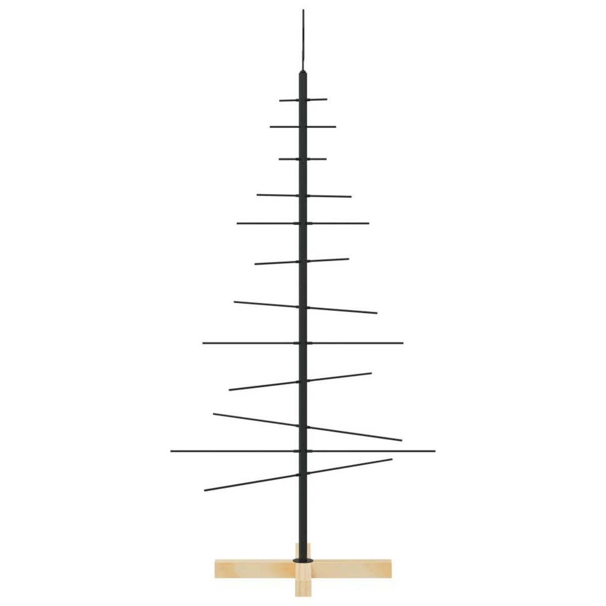 VIDAXL Arbre de Noël en metal avec base en bois noir 120 cm