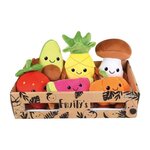 JEMINI JEMINI Fruity 's cagette de 6 peluches toutes douces fruits et légumes +/- 17 cm