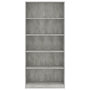 Voir la diapositive 4 : VIDAXL Bibliotheque a 5 niveaux Gris beton 80x24x175cm Bois ingenierie