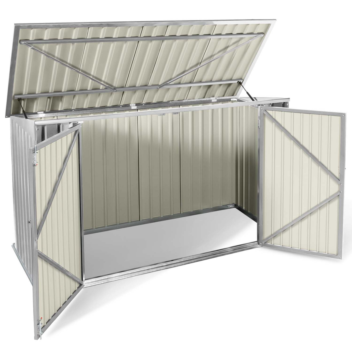 ID MARKET Abri de jardin en métal gris clair verrouillable multi-rangement stockage vélos, outils, poubelles