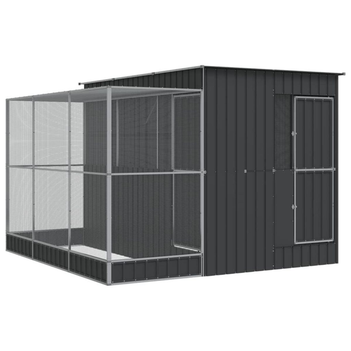 VIDAXL Voliere avec extension argente 290x303x216 cm acier