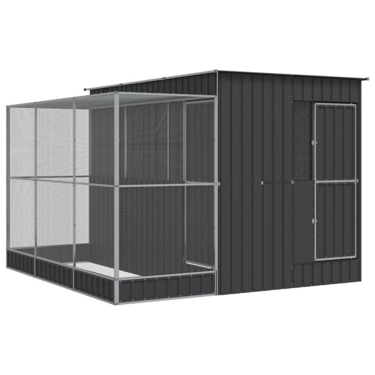 VIDAXL Voliere avec extension argente 290x303x216 cm acier