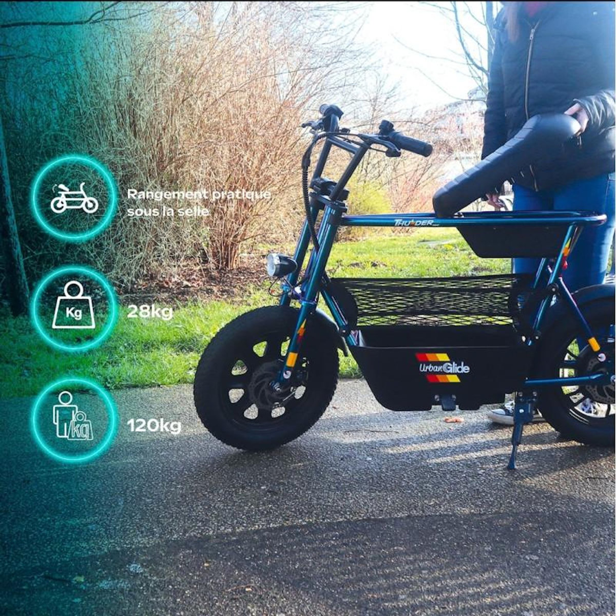 URBANGLIDE Draisienne Électrique UrbanGlide Thunder 160 – 30 km d'Autonomie, 25 km/h, 16'', Freinage à Disque