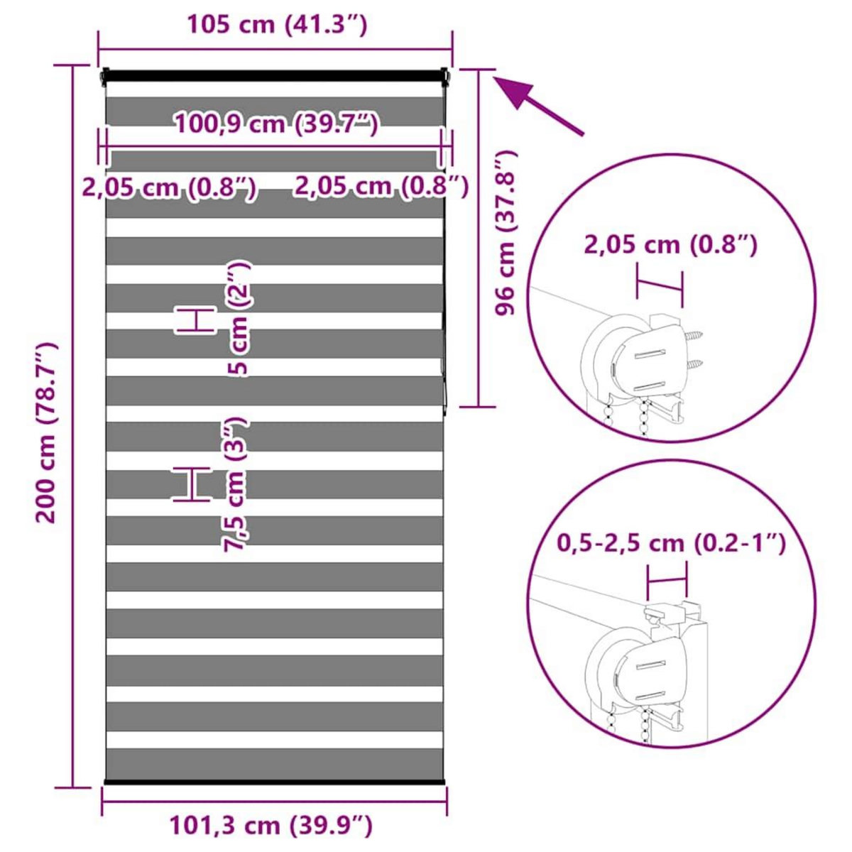 VIDAXL Store zebre beige marbre largeur du tissu 100,9 cm polyester