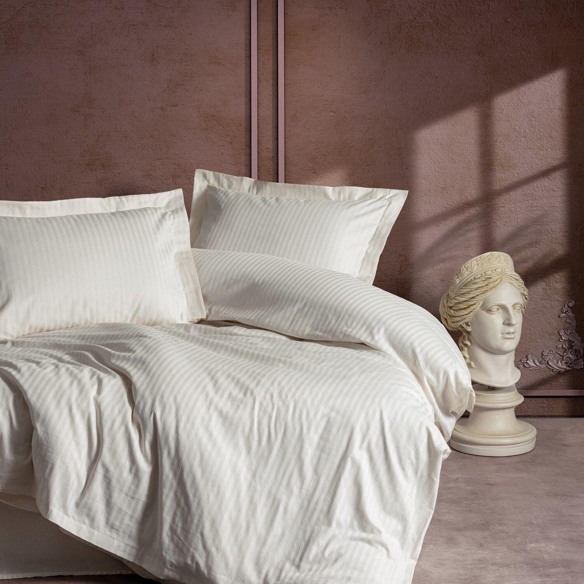 Home collection Parure de lit avec taie(s) 100 % satin de coton Stripe