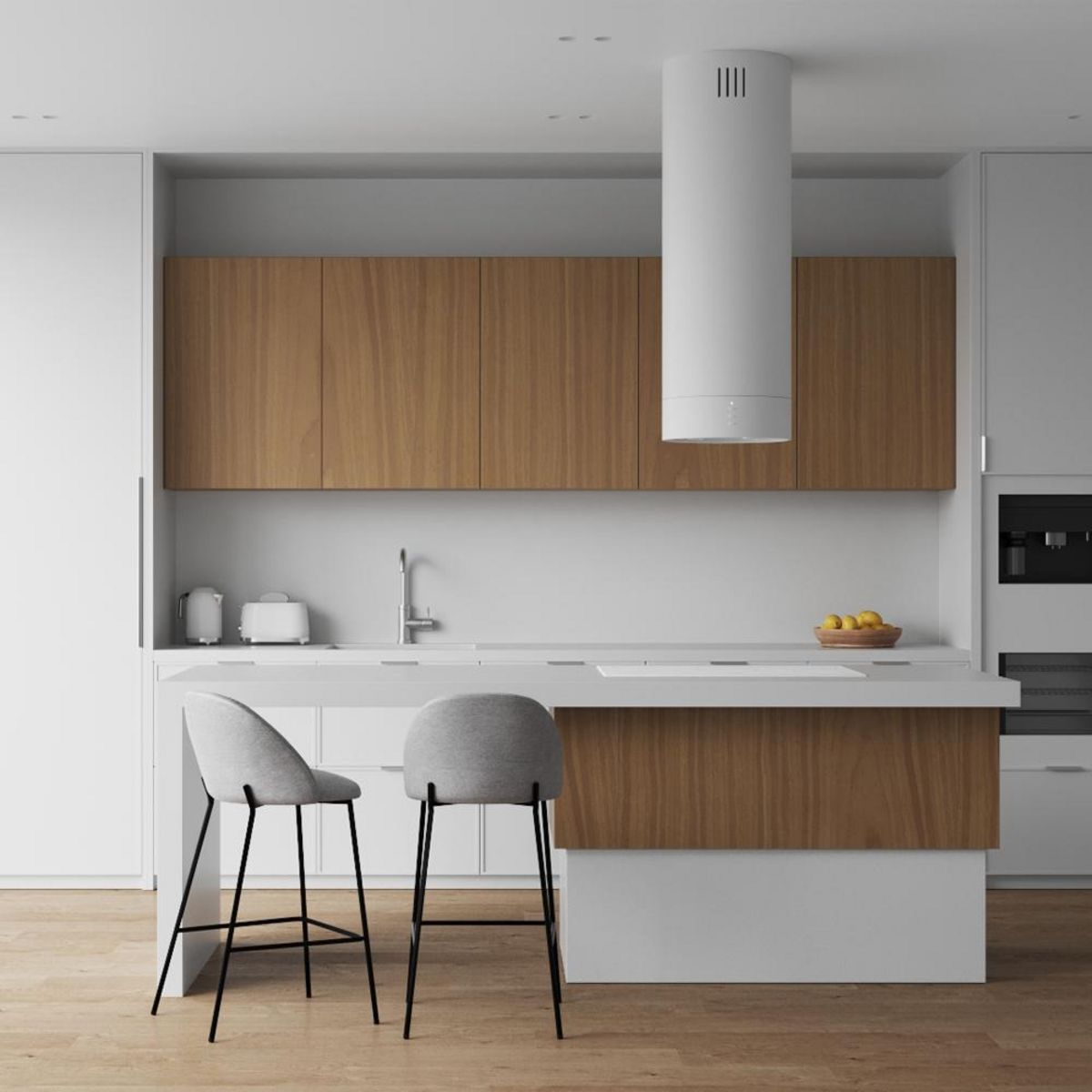 Rendez vous déco Lot de 2 chaises pour îlot central 66 cm en tissu chiné gris foncé - Karl