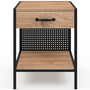 Voir la diapositive 3 : ID MARKET Lot de 2 tables de chevet PRESTON 1 tiroir avec tablette acier perforé design industriel