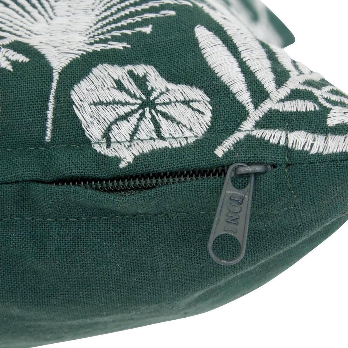 ATMOSPHERA Coussin Déco Brodé  The Palm Resort  45x45cm Vert