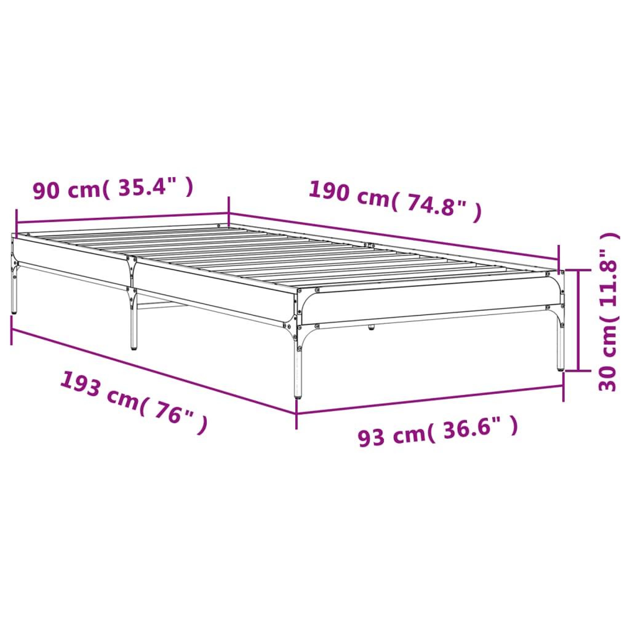 Voir la diapositive 6 : VIDAXL Cadre de lit sans matelas chene fume 90x190 cm