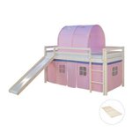 HomeStyle4U Lit mi-hauteur avec rideaux et tunnel rose