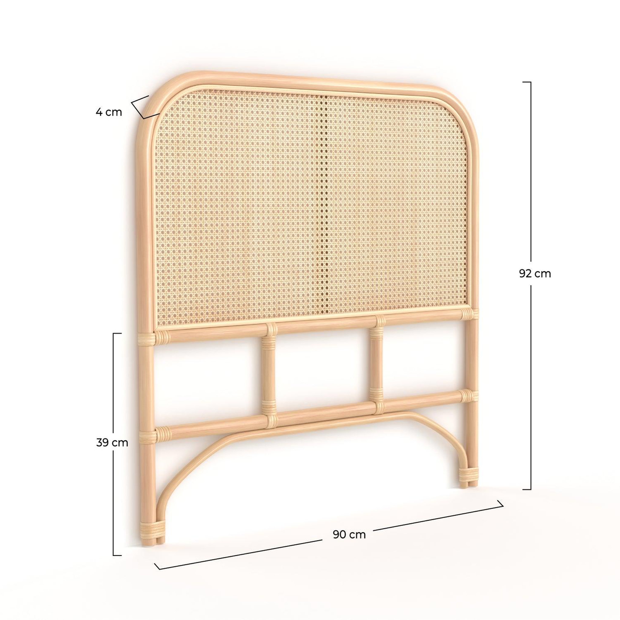 Voir la diapositive 4 : MAISON PAVANE Tête de lit en rotin et cannage 90 cm-naïra