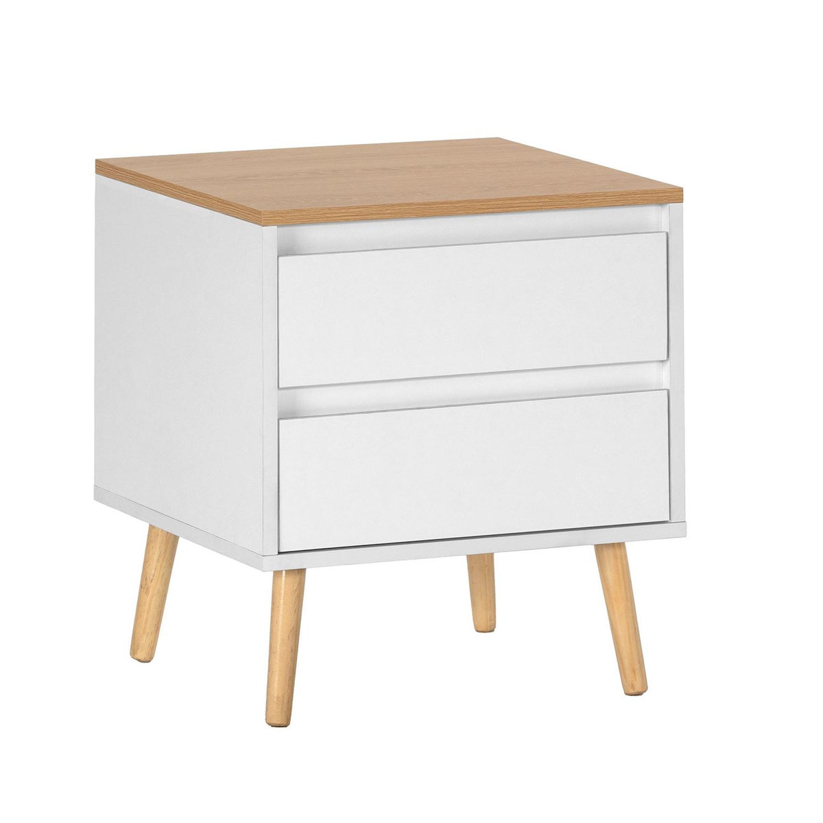 VS VENTA-STOCK Table de chevet Desi 2 tiroirs couleur Blanc