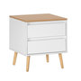 Voir la diapositive 1 : VS VENTA-STOCK Table de chevet Desi 2 tiroirs couleur Blanc