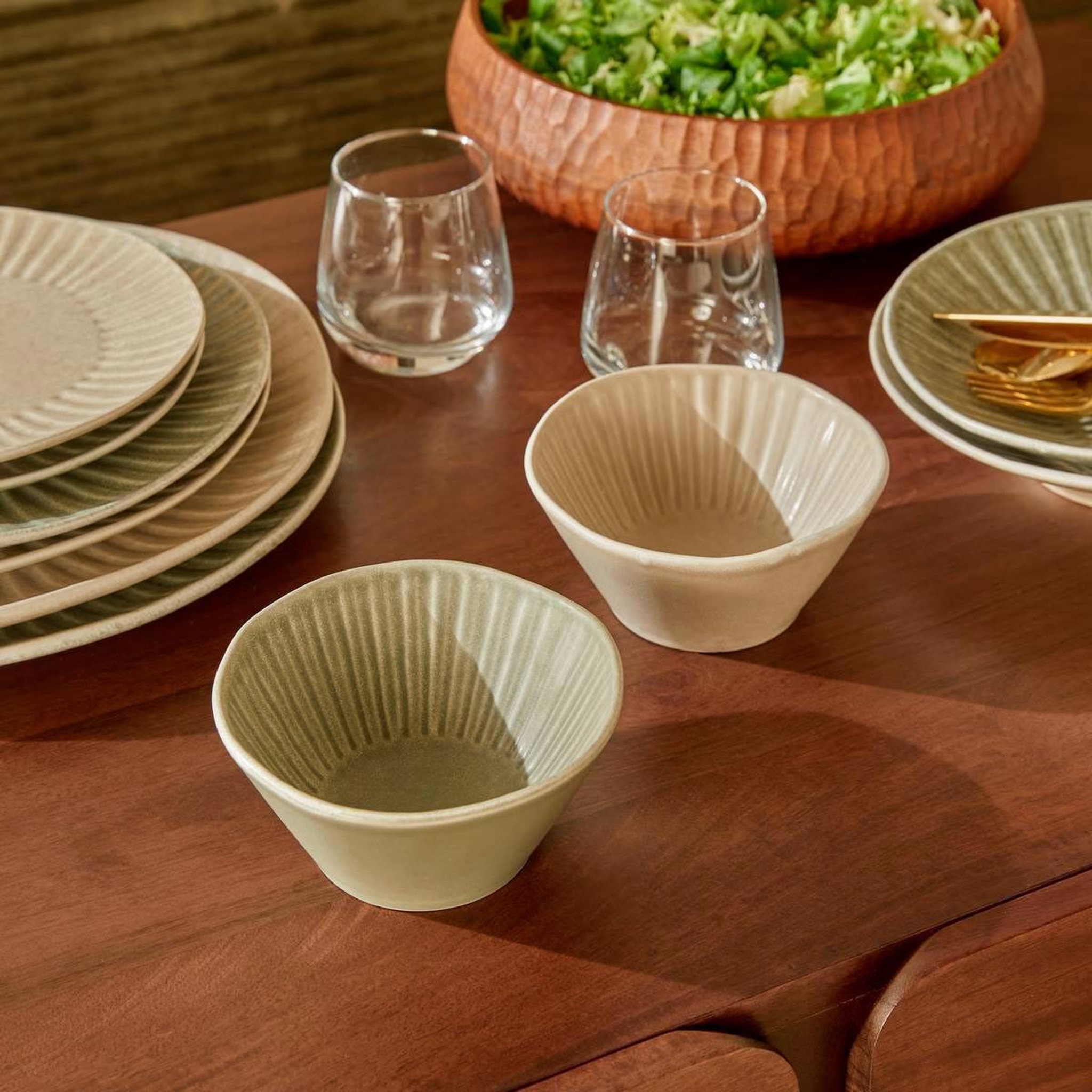 Voir la diapositive 3 : SECRET DE GOURMET Lot de 6 coupelles en faïence  nyero  14cm beige