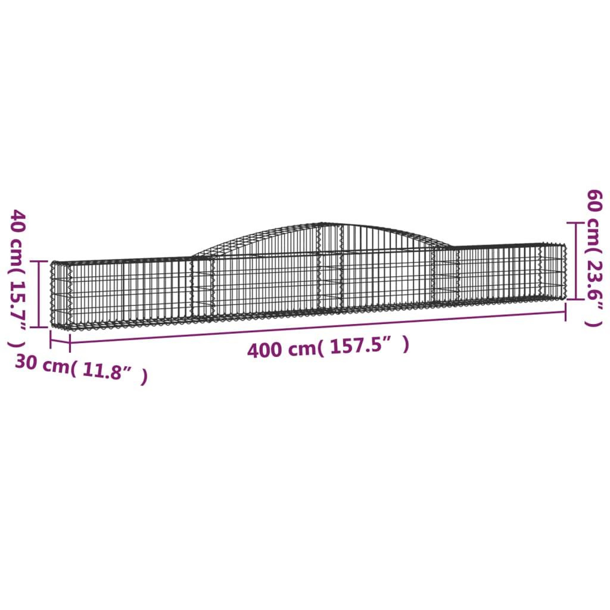 Voir la diapositive 5 : VIDAXL Panier de gabions arque 400x30x40/60 cm Fer galvanise