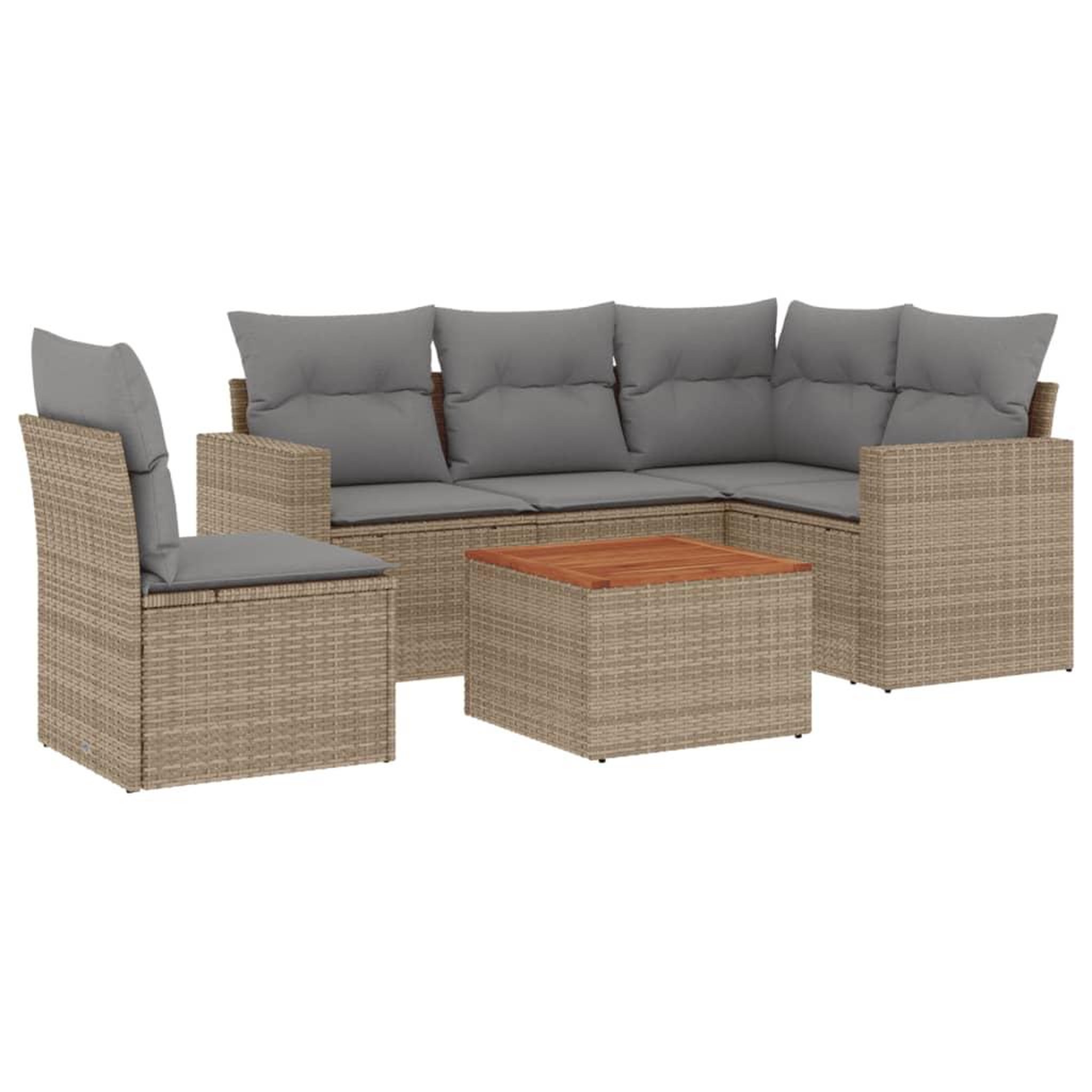 Voir la diapositive 2 : VIDAXL Salon de jardin avec coussins 6 pcs beige resine tressee
