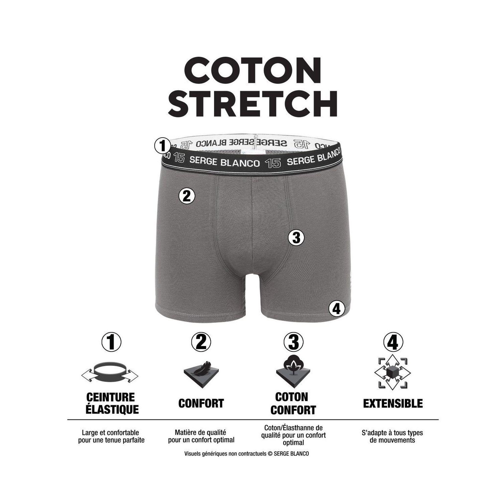 Voir la diapositive 2 : SERGE BLANCO Lot de 2 Boxers homme avec surpiqûres Class