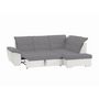 Voir la diapositive 4 : Canapé d'angle droit  convertible avec coffre et repose tête réglable en tissu gris + pu blanc RECITAL
