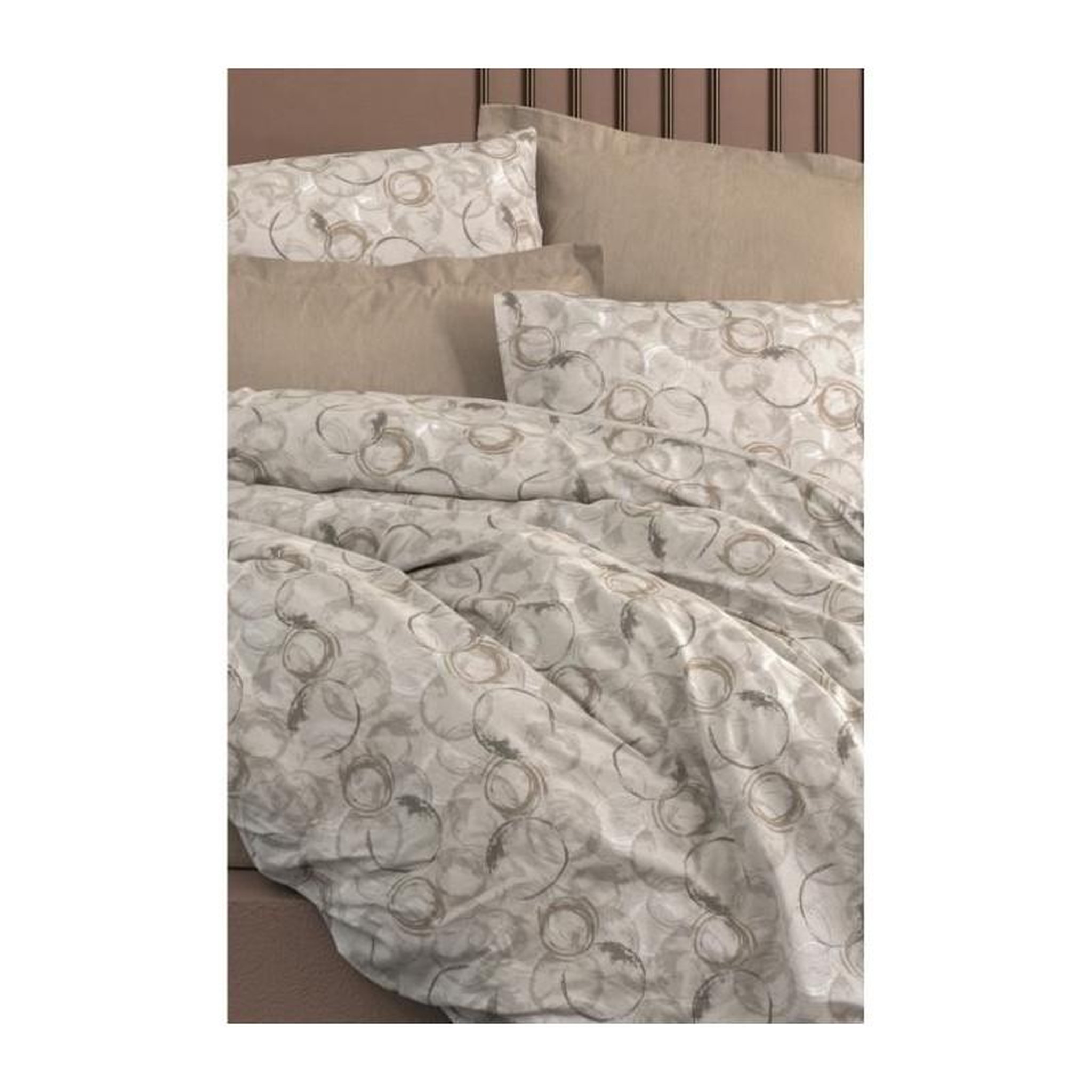 Voir la diapositive 4 : GENERIQUE Parure de lit - 129CTN64617 - 1 housse de couette 220 x 240 cm + 2 taies d'oreiller 60 x 60 cm - 100% coton ranforcé - Beige