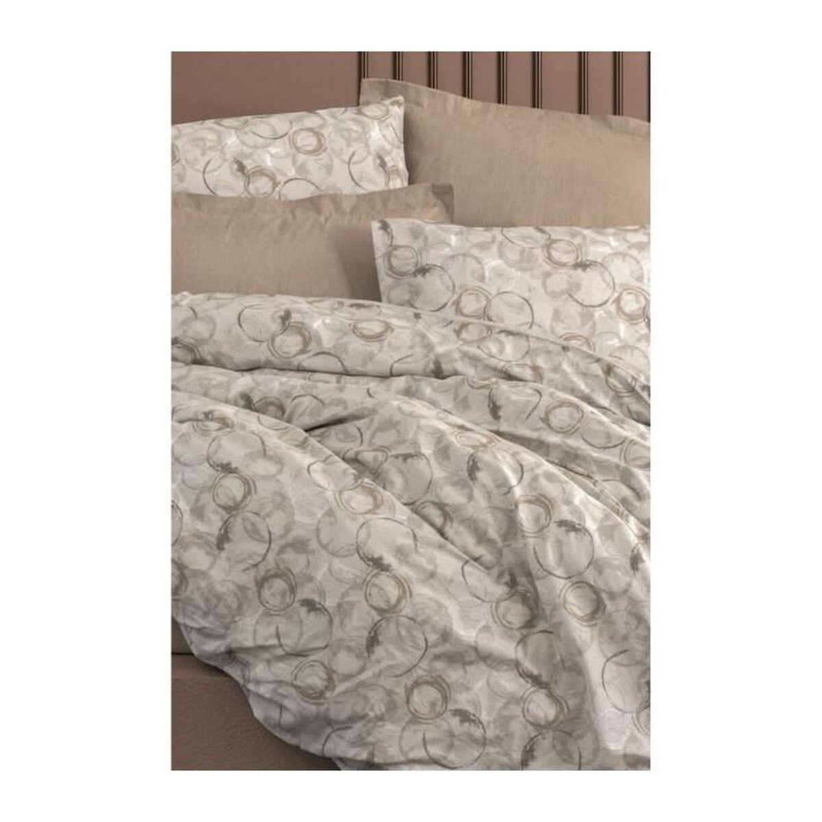 GENERIQUE Parure de lit - 129CTN64617 - 1 housse de couette 220 x 240 cm + 2 taies d'oreiller 60 x 60 cm - 100% coton ranforcé - Beige