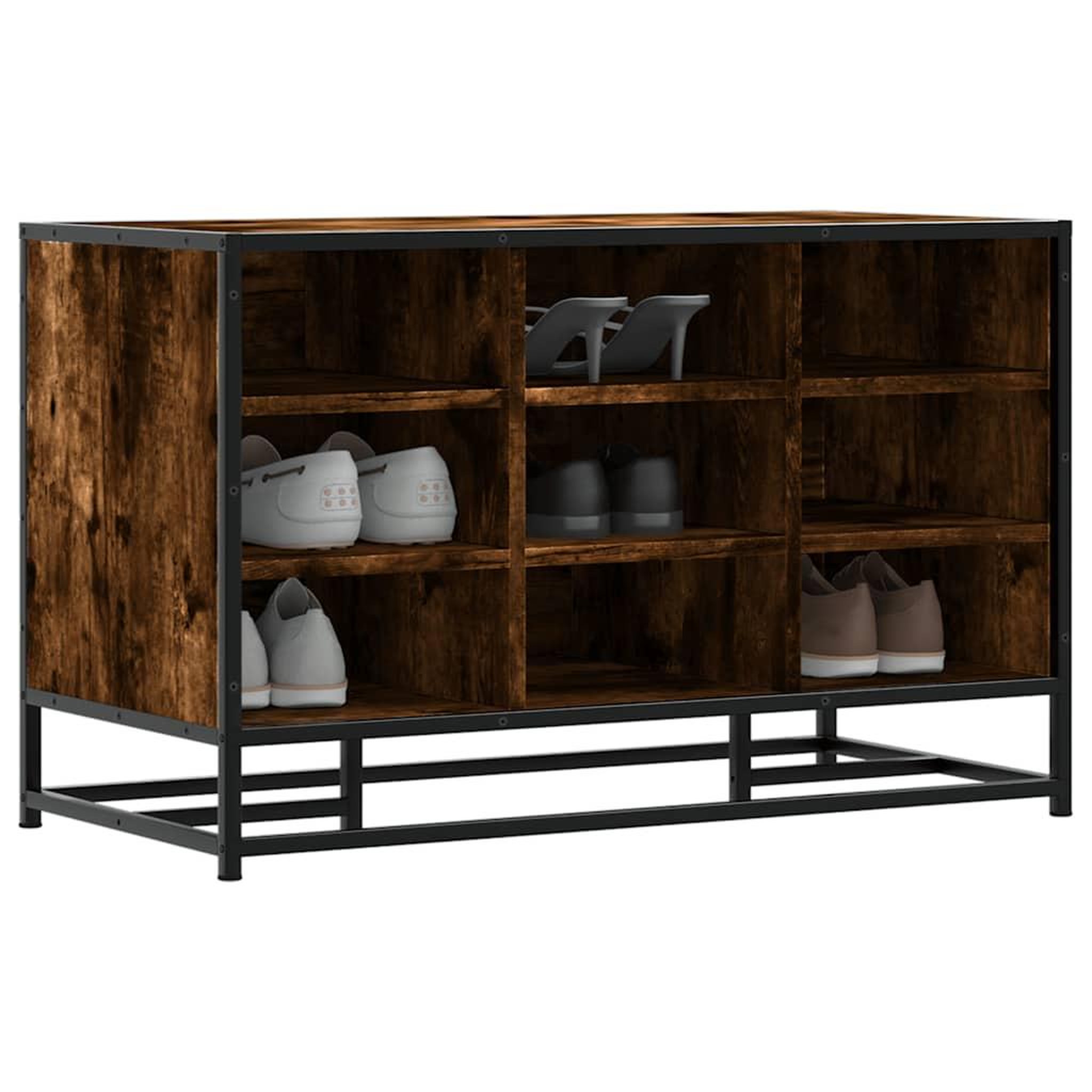 VIDAXL Banc a chaussures chene fume bois d'ingenierie et metal