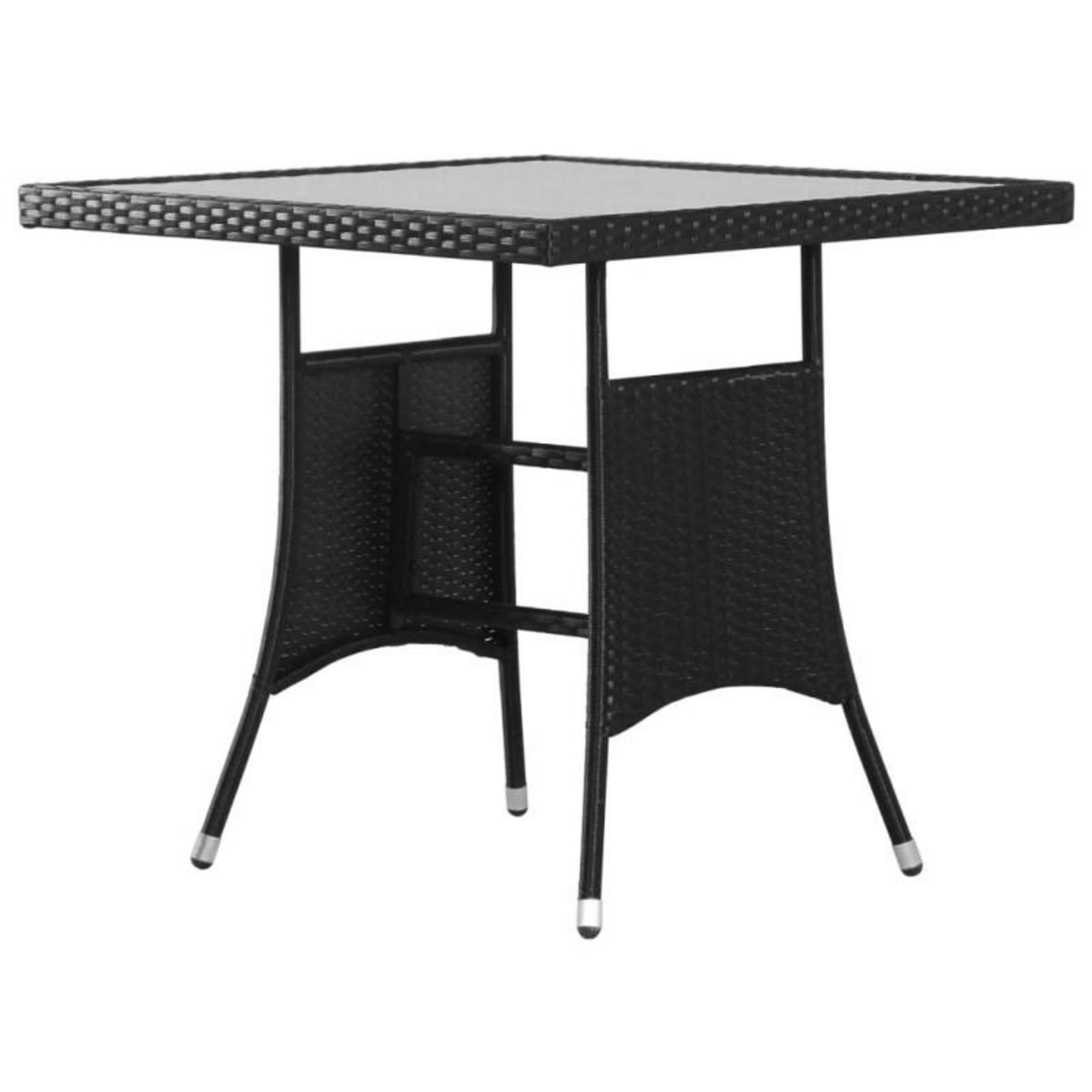 VIDAXL Table de jardin Noir 80x80x74 cm Résine tressée