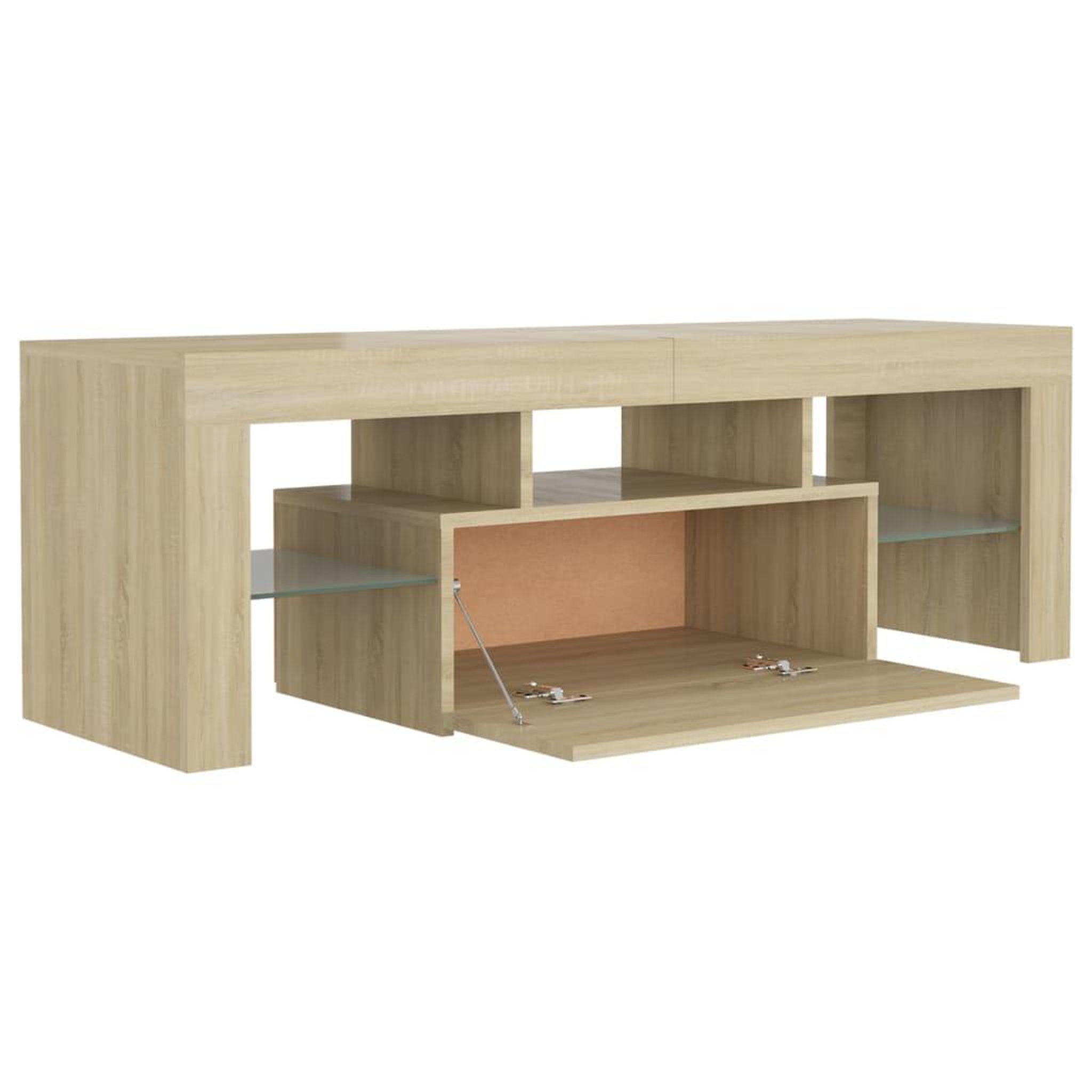 Voir la diapositive 4 : VIDAXL Meuble TV avec lumieres LED chene sonoma 120x35x40 cm