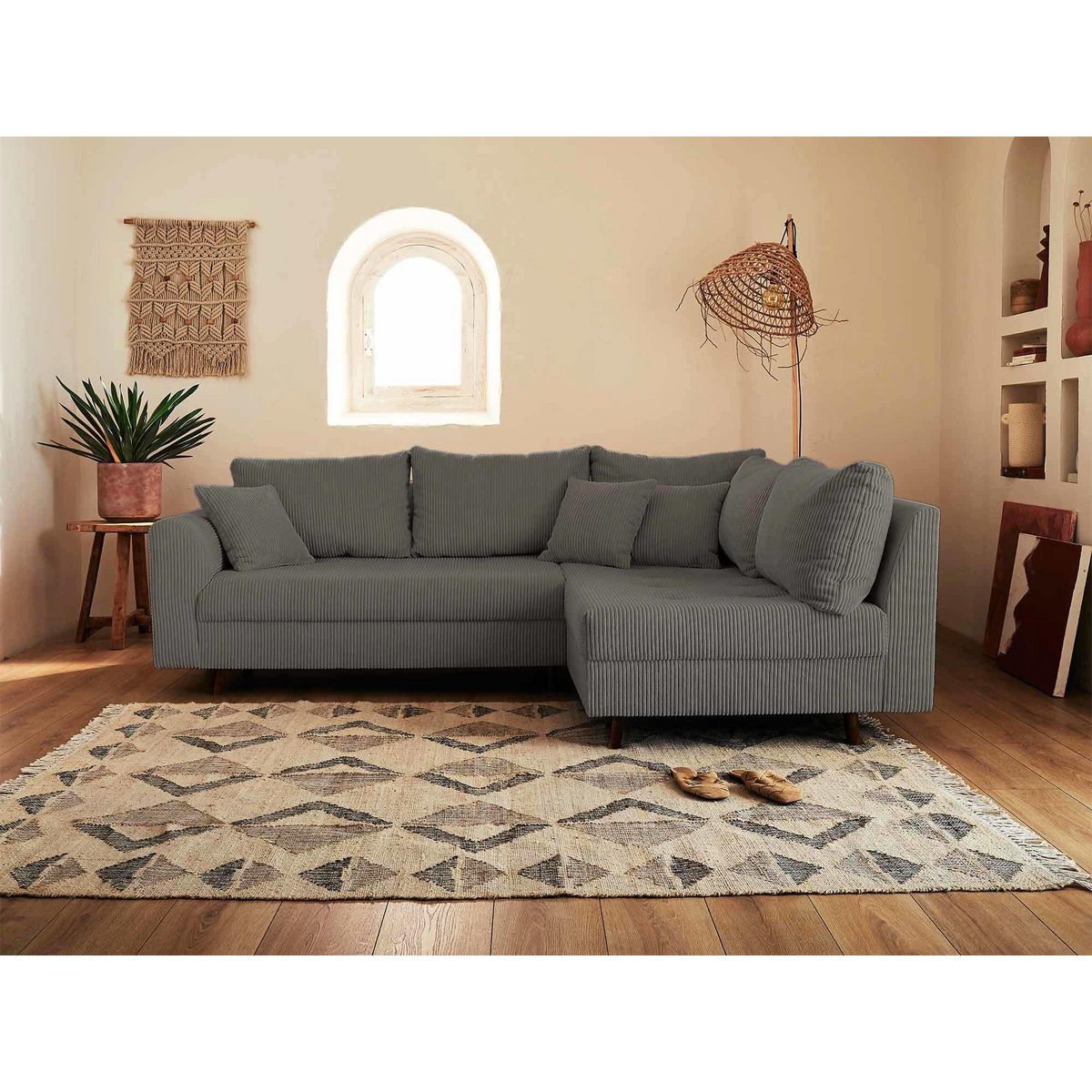 LISA DESIGN Rune - canapé d'angle droit - 4 places - en velours côtelé