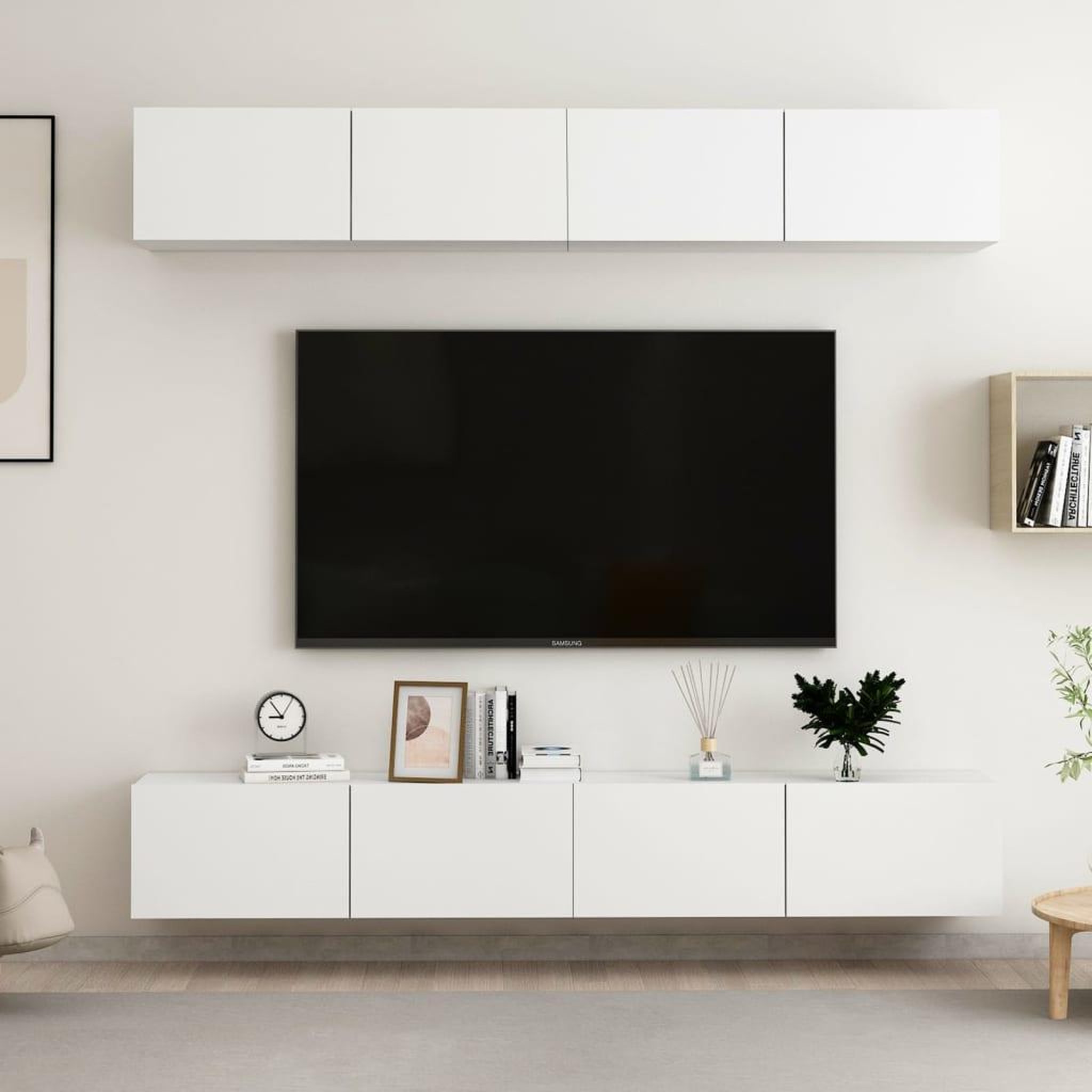 Voir la diapositive 1 : VIDAXL Meubles TV 4 pcs Blanc 100x30x30 cm Bois d'ingenierie
