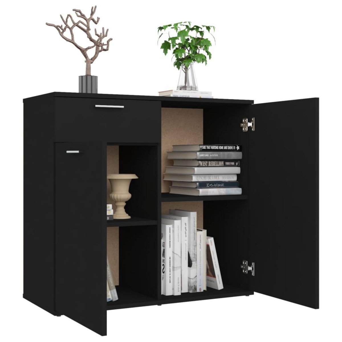 VIDAXL Buffet noir 80x36x75 cm bois d'ingenierie