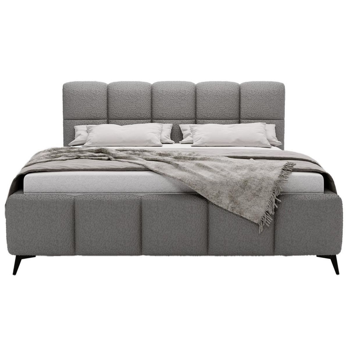 BEST MOBILIER Paulito - lit coffre - 160x200 cm - sommier inclus - en tissu bouclette
