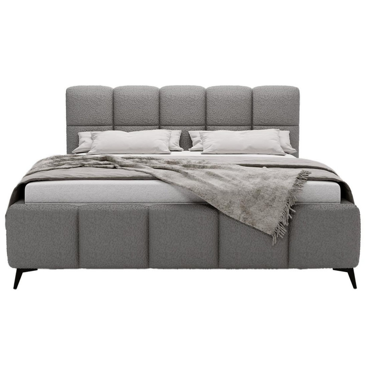 BEST MOBILIER Paulito - lit coffre - 160x200 cm - sommier inclus - en tissu bouclette