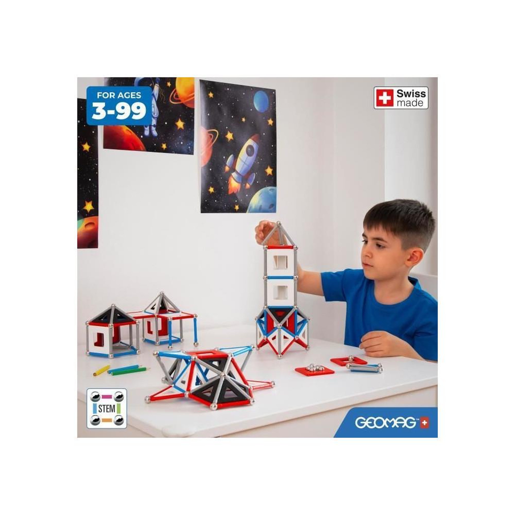 Voir la diapositive 4 : Geomag Jeu de construction magnétique - GEOMAG - Classic Panels - Navette NASA - 70 pieces - Magnétique - Des 3 ans