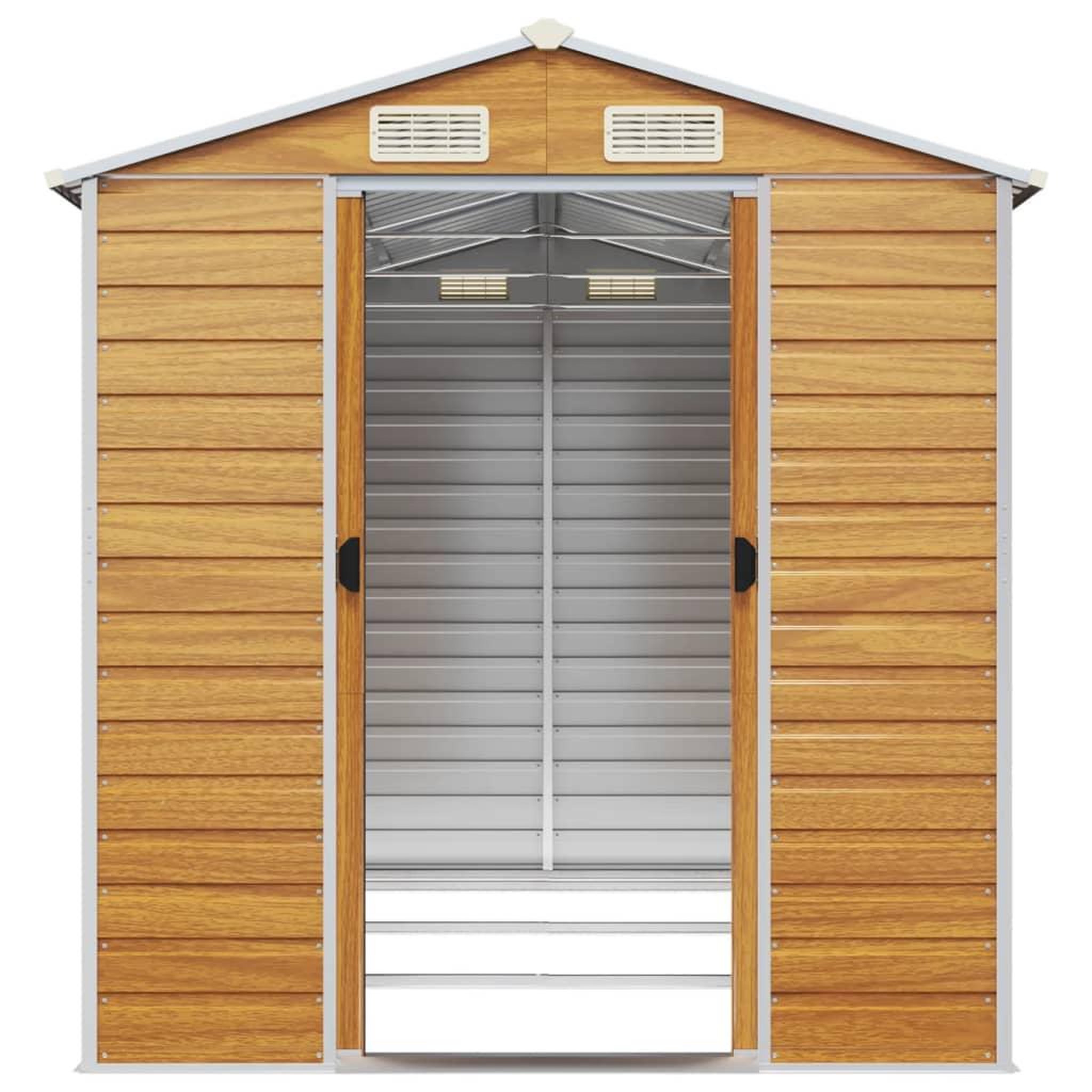 Voir la diapositive 5 : VIDAXL Abri de jardin marron clair 191x300x198 cm acier galvanise