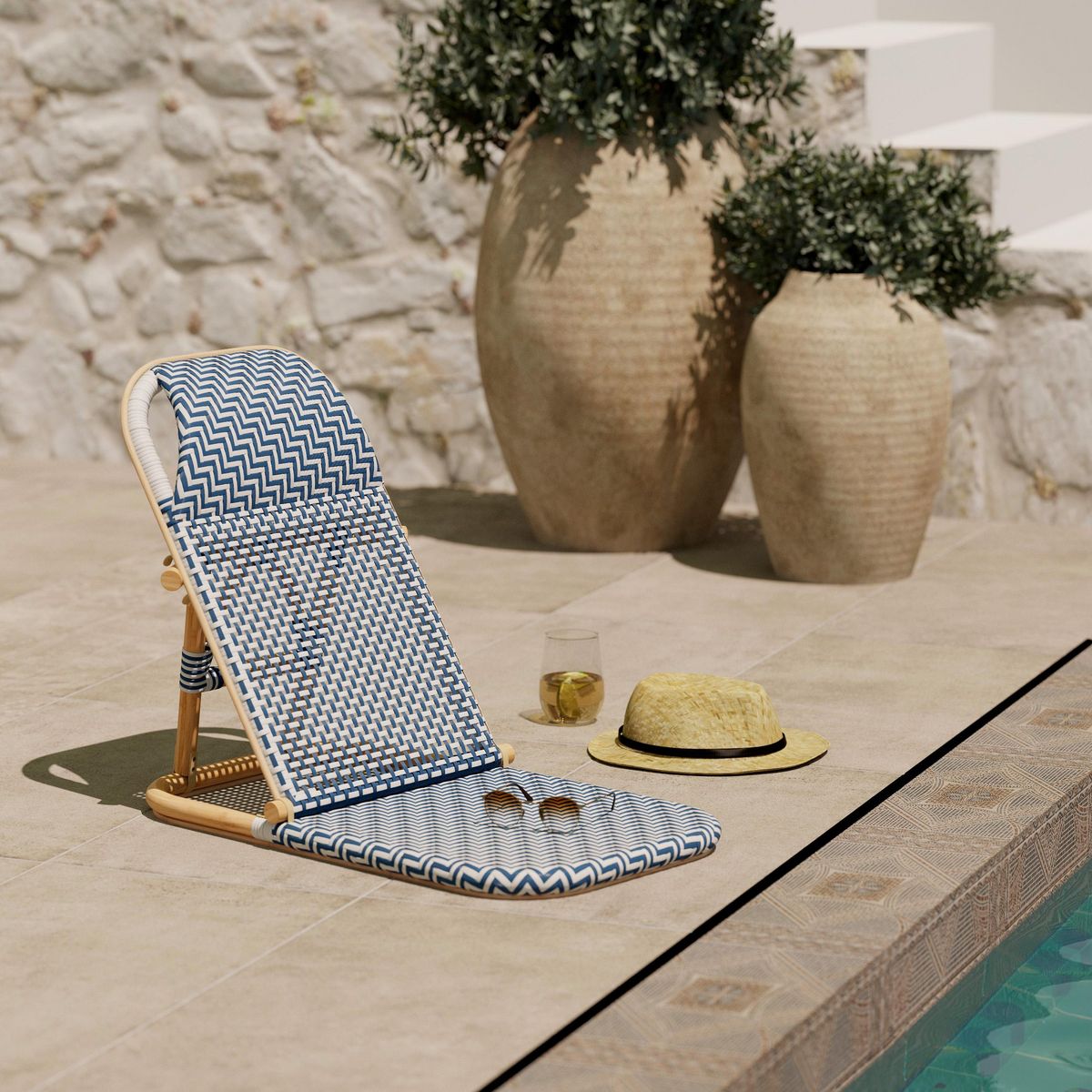 Rendez vous déco Chaise de plage terracotta pliable en tissage synthétique - Favignana