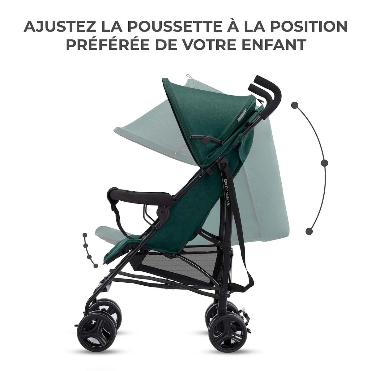 KINDERKRAFT Poussette légère de voyage pliable avec dossier réglable