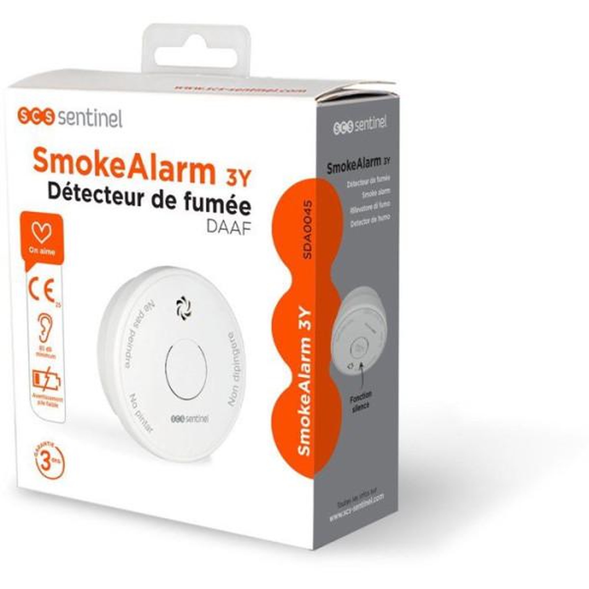 Voir la diapositive 3 : SCS SENTINEL Détecteur de fumée - scs sentinel - smokealarm 3y - installation au plafond - autonomie 10 ans - 3 ans ce