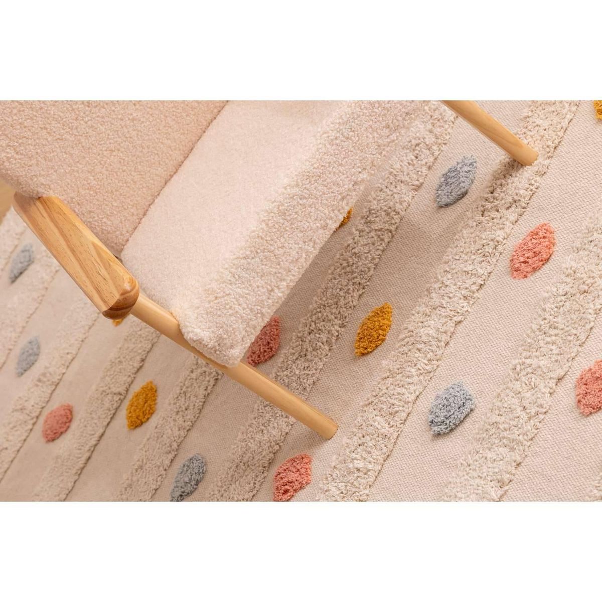 Atmosphera Kids Tapis enfant rectangle à pompons multicolores - 120 x 170 cm